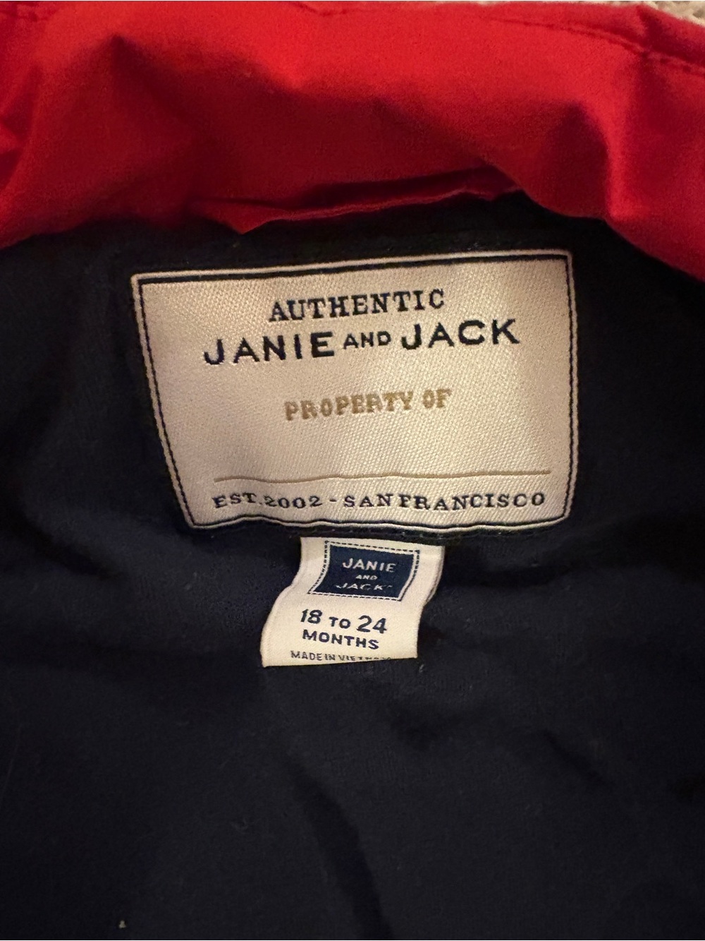 Janie and Jack Red Quilted Puffer Vest with Navy Lining - Picture 3 of 4